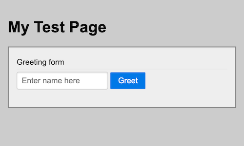 Screenshot of the whole page for example name input form