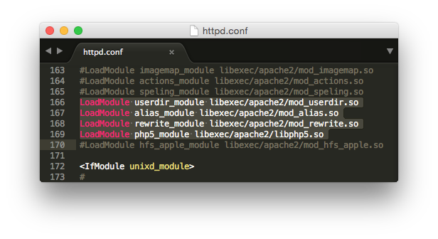 mac os x apache config