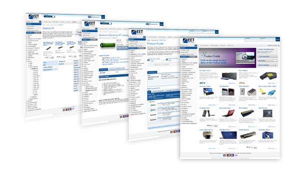 Screenshots of eetnordic.com shown in a 3D fan