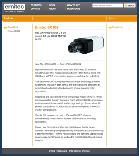 Product page showing details and part numbers as well as any available spec sheets, images and simliar products